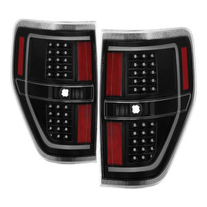 Xtune Tail Lights Ford F150 (09-14) [Light Bar LED] Black / Black Smoked / Red Clear