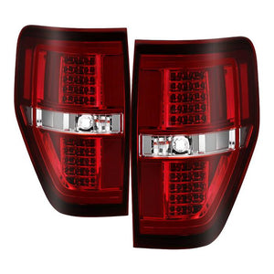 Xtune Tail Lights Ford F150 (09-14) [Light Bar LED] Black / Black Smoked / Red Clear