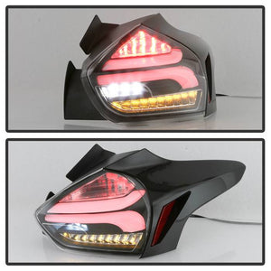 392.53 Spyder Tail Lights Ford Focus Hatchback (2015-2016-2017) Sequential LED Signal - Black or Red Clear - Redline360