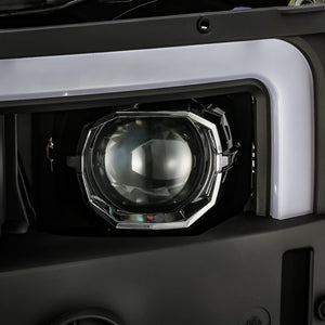 459.00 AlphaRex Projector Headlights Chevy Silverado [Pro Series - DRL Light Tube] (15-19) Jet Black / Black / Chrome - Redline360