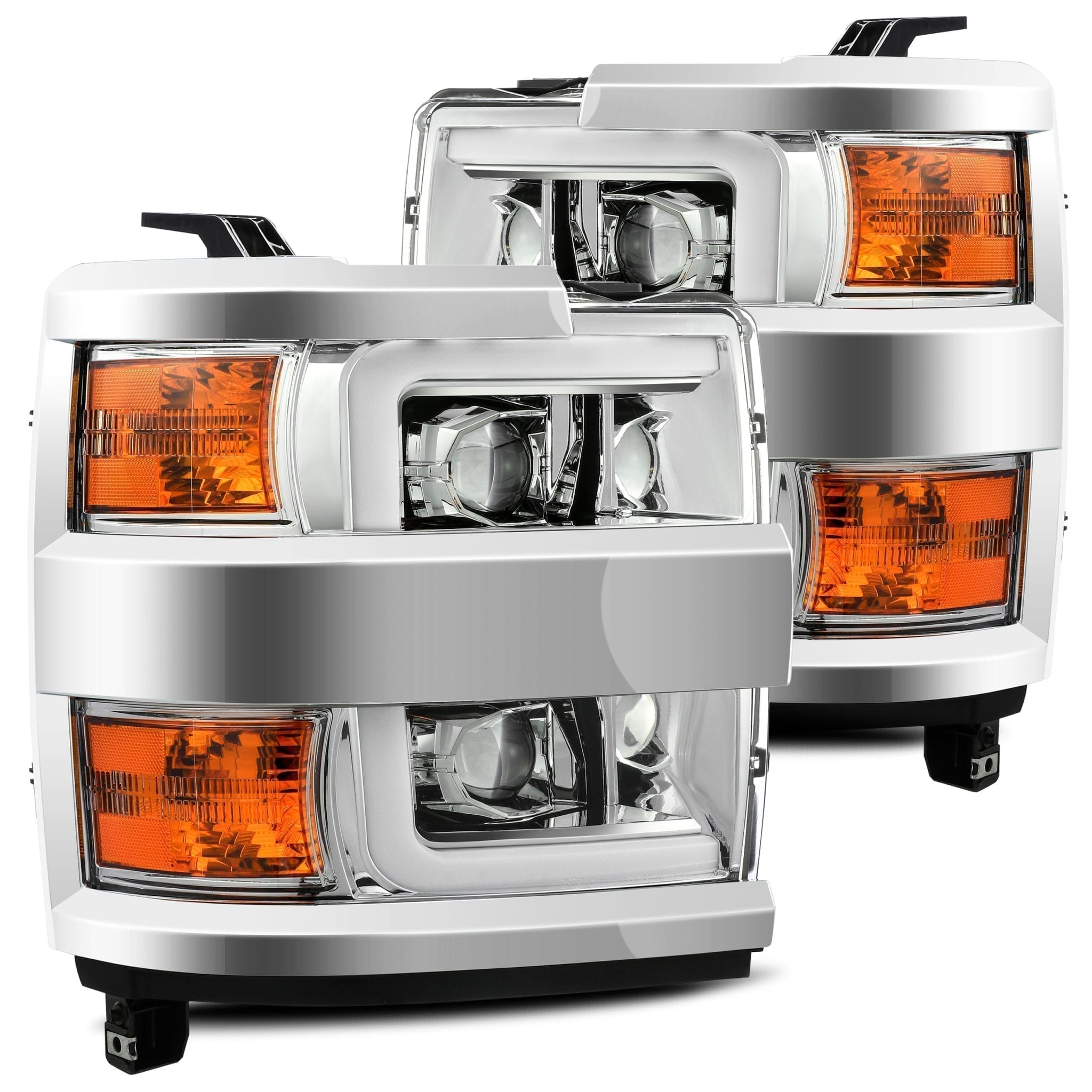 Black Sequential LED Projector Headlights – For Chevy Silverado 2500HD / 3500HD 2015–2019