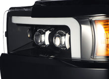 Load image into Gallery viewer, 1100.00 AlphaRex Quad 3D LED Projector Headlights Chevy Silverado [Nova Series - DRL Light Tube] (15-19) Jet Black / Black / Chrome - Redline360 Alternate Image