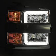 Load image into Gallery viewer, 1100.00 AlphaRex Quad 3D LED Projector Headlights Chevy Silverado [Nova Series - DRL Light Tube] (15-19) Jet Black / Black / Chrome - Redline360 Alternate Image