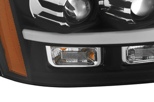 476.00 AlphaRex Projector Headlights Chevy Tahoe [Pro Series - DRL Light Tube] (07-14) Jet Black / Black / Chrome - Redline360
