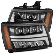 Load image into Gallery viewer, 1130.00 AlphaRex Quad 3D LED Projector Headlights Chevy Avalanche [Nova Series - DRL Light Tube] (07-13) Jet Black / Black / Chrome - Redline360 Alternate Image