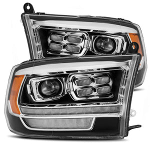 770.00 AlphaRex Dual LED Projector Headlights Dodge Ram Truck (2009-2018) LUXX Series w/ Sequential Turn Signal - Black - 5th Gen 2500 Style - Redline360