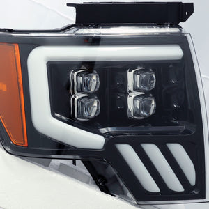 1130.00 AlphaRex Quad 3D LED Projector Headlights Ford F150 [Nova Series - Sequential Signal] (09-14) Jet Black / Black / Chrome - Redline360