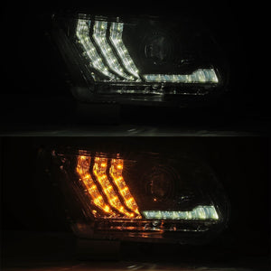 395.00 AlphaRex Projector Headlights Ford Mustang w/ Halogen Lights [Pro Series - Switchback DRL & Sequential Signal] (10-12) Alpha-Black / Black / Chrome - Redline360