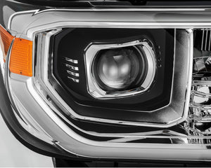 680.00 AlphaRex Dual LED Projector Headlights Toyota Tundra (07-13) LUXX Series w/ DRL Light Tube - Black / Chrome - Redline360