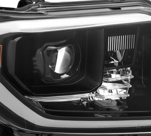 745.00 AlphaRex Dual LED Projector Headlights Toyota Tundra (2014-2021) LUXX Series w/ Sequential Turn Signal - Black / Jet Black - Redline360
