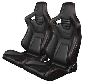 BRAUM Elite-X Racing Seats (Reclining - Black Leatherette) w/ Black or Red Stitch