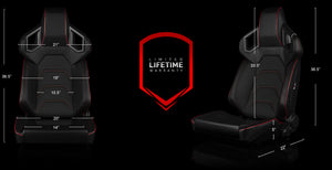 949.99 BRAUM Alpha-X Seats (Reclining w/ Carbon Fiber Look Back) White / Red / Black - Redline360
