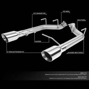 DNA Exhaust Ford Mustang 5.0L / 5.4L (11-14) Axleback w/ 4" Stainless Tips