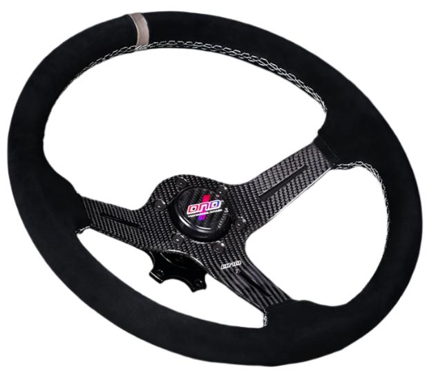 DND Carbon Fiber Suede Steering Wheel (60mm Deep, 350mm) 6 Bolt