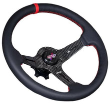 Load image into Gallery viewer, 274.95 DND Carbon Fiber Leather Steering Wheel (60mm Deep, 350mm) 6 Bolt - Redline360 Alternate Image