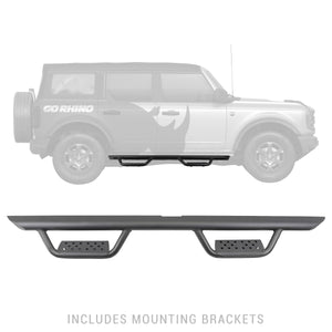 529.05 Go Rhino Dominator D2 Side Steps Ford Bronco 4 Doors (2021) [Extreme - w/ Welded Drop Down Hoop Steps] Extreme D2 - Redline360