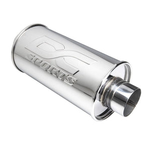 DC Sports Universal Canister Muffler w/ 3" Inlet 3" Outlet Straight Polished Tip - Oval / Round Canister