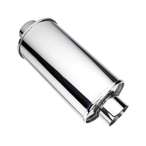 DC Sports Universal Canister Muffler w/ 3" Inlet 4" Outlet Straight Polished Tip - Oval / Round Canister