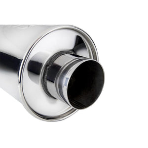 DC Sports Universal Canister Muffler w/ 3" Inlet 4" Outlet Straight Polished Tip - Oval / Round Canister