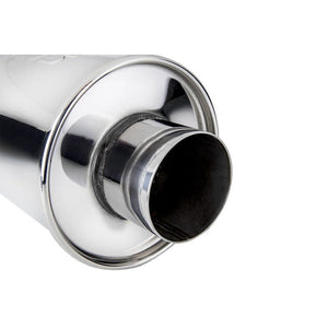 DC Sports Universal Canister Muffler w/ 3" Inlet 3" Outlet Straight Polished Tip - Oval / Round Canister