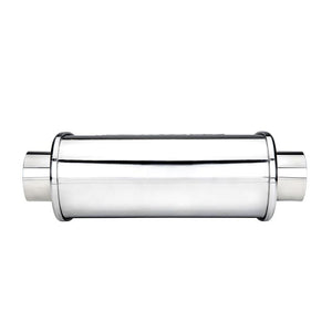 DC Sports Universal Canister Muffler w/ 3" Inlet 4" Outlet Straight Polished Tip - Oval / Round Canister