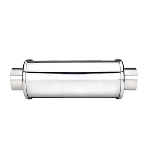 DC Sports Universal Canister Muffler w/ 3" Inlet 3" Outlet Straight Polished Tip - Oval / Round Canister