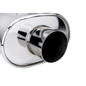 DC Sports Universal Canister Muffler w/ 3" Inlet 3" Outlet Straight Polished Tip - Oval / Round Canister