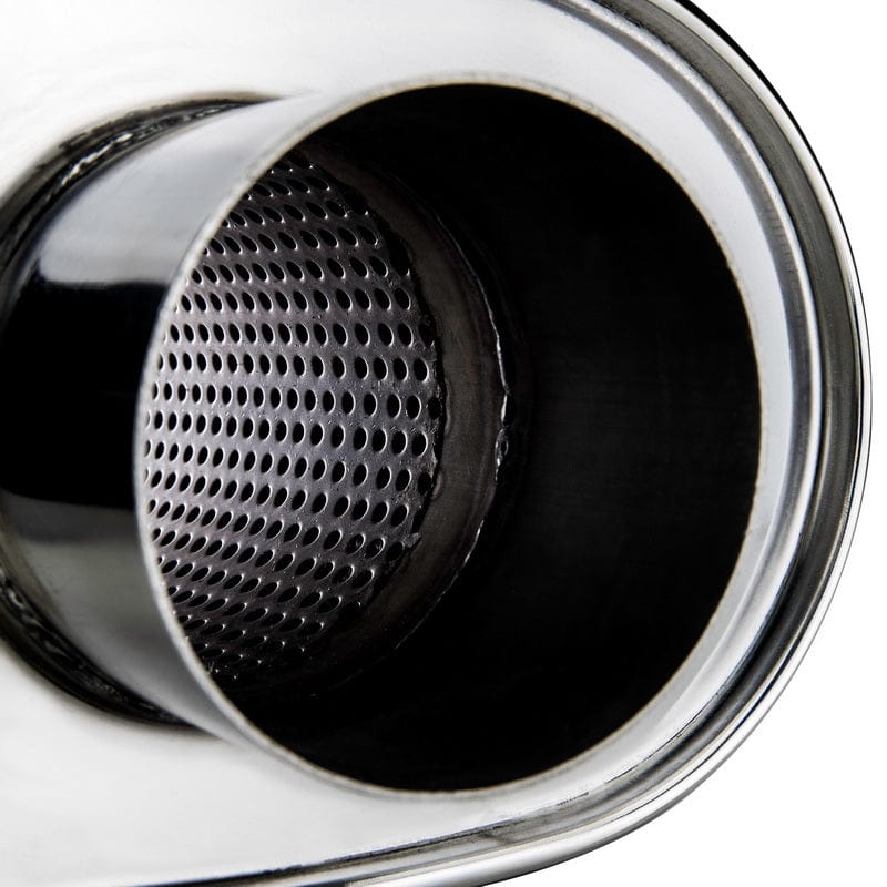 DC Sports Universal Round Muffler - 2.25" Inlet, 3.25" Slant Cut Tip, Stainless Steel Performance Exhaust