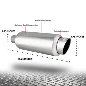 65.99 DC Sports 2.25" Stainless Steel Muffler w/ Slant Cut Exhaust Tip - EX-5016 - Redline360