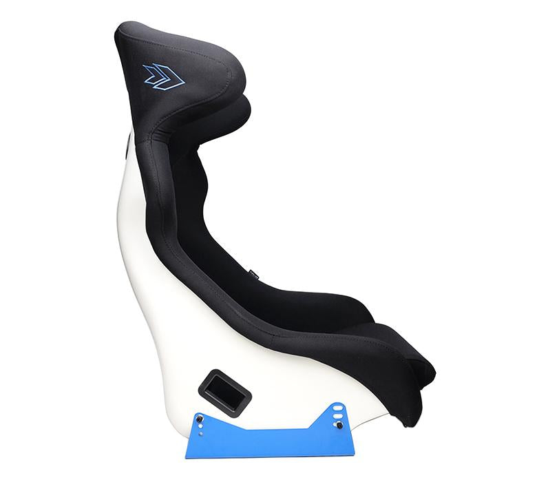 NRG Racing Simulator Race Seat - FiberGlass White with Blue Side Mount