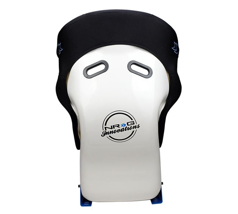 NRG Racing Simulator Race Seat - FiberGlass White with Blue Side Mount