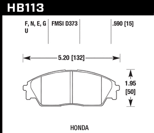 89.27 Hawk HPS Brake Pads Honda Civic RT 4WD [Front] (88-91) HB113F.590 - Redline360