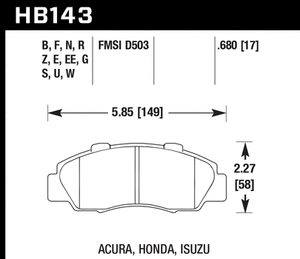 83.82 Hawk HPS Brake Pads Acura Vigor [Front] (92-94) HB143F.680 - Redline360