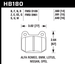 96.84 Hawk HPS Brake Pads Mitsubishi Lancer EVO VIII [Rear] (03-06) HB180F.560 - Redline360