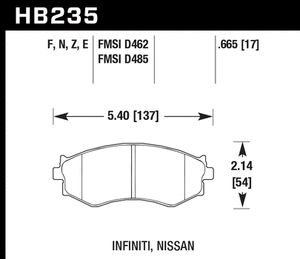 88.62 Hawk HPS Brake Pads Infiniti G20 [Front] (91-96) HB235F.665 - Redline360