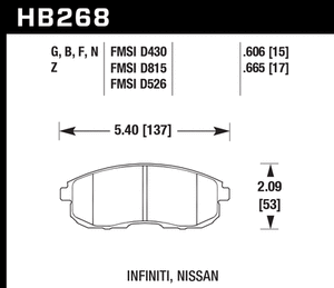 91.32 Hawk HPS Brake Pads Nissan Cube [Front] (09-14) HB268F.606 - Redline360