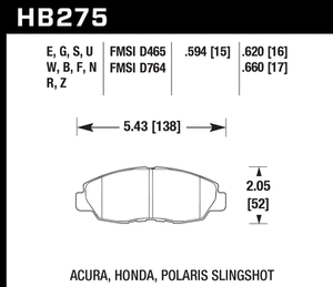 76.40 Hawk HPS Brake Pads Honda Accord DX/LX/EX/SE [Front] (98-22) HB275F.660 - Redline360