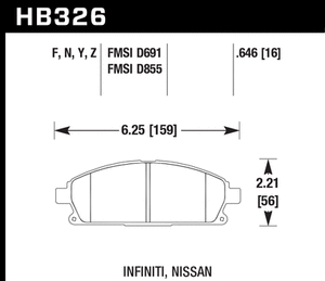 100.77 Hawk HPS Brake Pads Nissan Pathfinder [Front] (01-04) HB326F.646 - Redline360