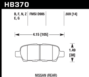 78.99 Hawk HPS Brake Pads Infiniti Q70 3.5L/3.7L/5.6L [Rear] (14-19) HB370F.559 - Redline360