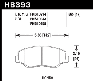 73.99 Hawk HPS Brake Pads Honda Fit EV [Front] (13-14) HB393F.665 - Redline360