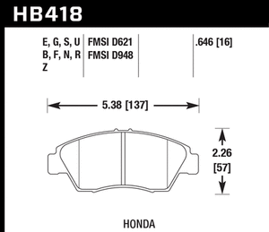 83.82 Hawk HPS Brake Pads Honda Fit [Front] (07-08) HB418F.646 - Redline360