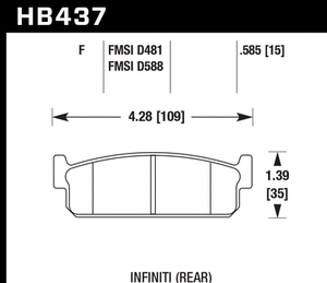 101.40 Hawk HPS Brake Pads Infiniti J30 3.0L [Rear] (1993-1997) HB437F.585 - Redline360