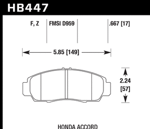 100.58 Hawk HPS Brake Pads Honda Accord [Front] (03-07) HB447F.667 - Redline360