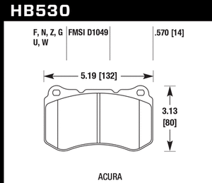 119.91 Hawk HPS Brake Pads Acura TL Base (04-06) Type-S (07-08) Front Pads - HB530F.570 - Redline360