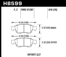 Load image into Gallery viewer, 88.98 Hawk HPS Brake Pads Infiniti Q60 3.7L [Front] (2014-2015) HB599F.616 - Redline360 Alternate Image
