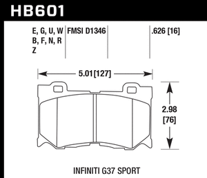140.55 Hawk HPS Brake Pads Infiniti Q50/Q60/Q70/Q70L (2014-2019) Front or Rear - Redline360