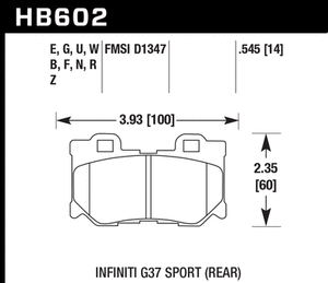 140.55 Hawk HPS Brake Pads Infiniti M37 3.7L / M56 5.6L (2011-2013) Front or Rear - Redline360