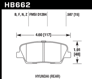 83.82 Hawk HPS Brake Pads Hyundai Genesis Coupe 2.0T [Rear] (10-16) HB662F.587 - Redline360