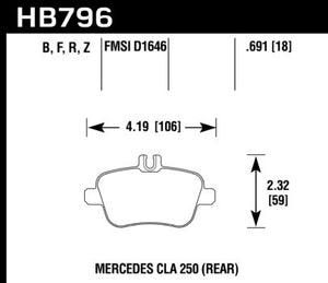 157.02 Hawk HPS Brake Pads Mercedes GLA250 2.0L (2015-2019) Front or Rear - Redline360