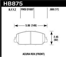 Load image into Gallery viewer, 154.00 Hawk HPS Brake Pads Acura RDX Base [Front] (14-19) HB875F.666 - Redline360 Alternate Image